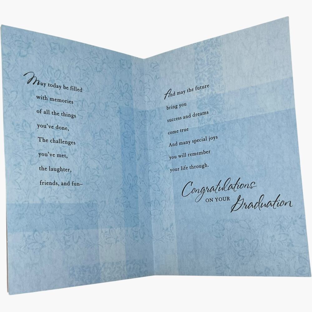 Hallmark Graduation Card Blue Embossed Key Design - Picture 2 of 3
